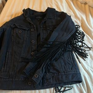 Lucky Brand black Denim & Fringe jacket